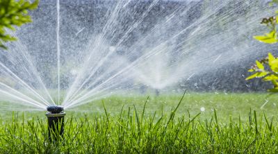 Lawn Sprinkler System in Fall