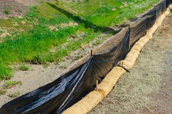 Straw Wattle Installation in Collierville